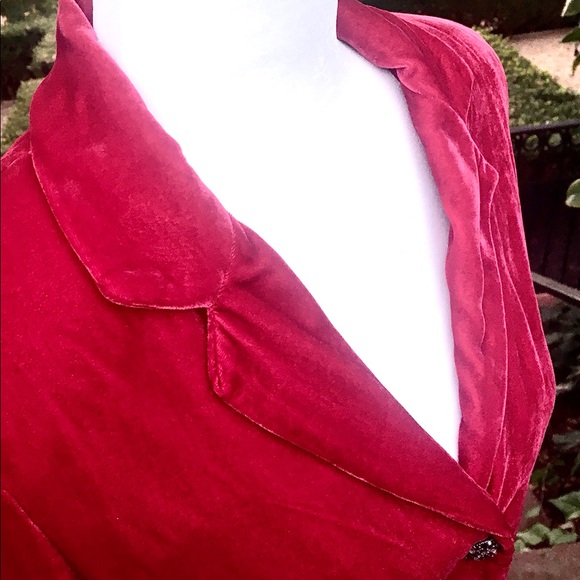 Vintage 1930s Red Silk Velvet Jacket Womens Small - Picture 3 of 12